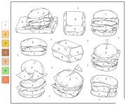 Coloriage Cheeseburger par num&eacute;ro