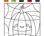 Coloriage et dessins gratuit Citrouille d'automne par num&eacute;ro à imprimer