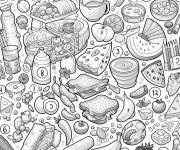 Coloriage Collection de la nourriture magique num&eacute;rot&eacute; 