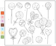Coloriage Collection de Sucettes par num&eacute;ro