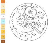 Coloriage Dessin de tarte aux pommes &agrave; colorier par num&eacute;ro