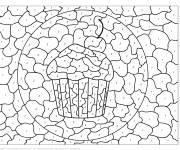 Coloriage G&acirc;teau &agrave; la cerise par num&eacute;ro