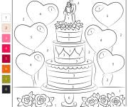 Coloriage G&acirc;teau de mariage par num&eacute;ro