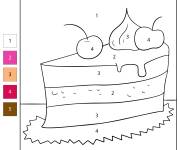 Coloriage et dessins gratuit G&acirc;teau nourriture magique par num&eacute;ro à imprimer