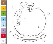 Coloriage Gros pomme num&eacute;rot&eacute; &agrave; colorier