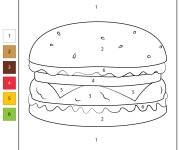 Coloriage et dessins gratuit Hamburger par num&eacute;ro à imprimer