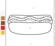 Coloriage et dessins gratuit Hot Dog num&eacute;rot&eacute; à imprimer
