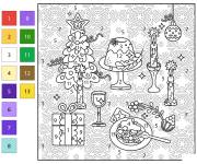 Coloriage Le d&icirc;ner de No&euml;l par num&eacute;ro &agrave; motifs