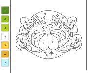 Coloriage Mandala Citrouille par num&eacute;ro