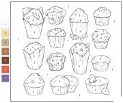 Coloriage Muffin num&eacute;rot&eacute; gratuit