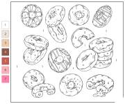Coloriage Nourriture Donut par num&eacute;ro