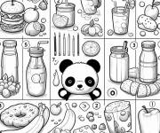 Coloriage Nourriture et Panda magique