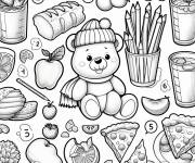 Coloriage Ourson en peluche avec de la nourriture magique
