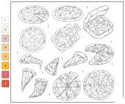 Coloriage Pizza num&eacute;rot&eacute;