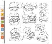 Coloriage Plusieurs Hamburgers par num&eacute;ro