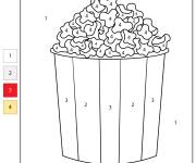 Coloriage Popcorn par num&eacute;ro maternelle