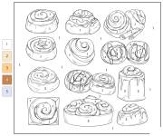Coloriage Rouleau &agrave; la cannelle num&eacute;rot&eacute;