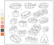 Coloriage Sushi par num&eacute;ro