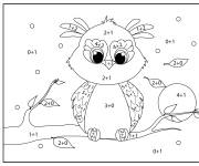 Coloriage Addition de hibou par num&eacute;ro