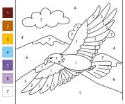 Coloriage Aigle volant sur les montagnes