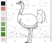 Coloriage Autruche facile num&eacute;rot&eacute;