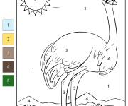 Coloriage Autruche num&eacute;rot&eacute;