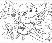 Coloriage B&eacute;b&eacute; Perroquet souriant par num&eacute;ro