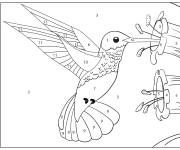 Coloriage Colibri se nourrit par num&eacute;ro