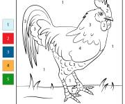 Coloriage Coq num&eacute;rot&eacute;