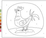 Coloriage Coq simple num&eacute;rot&eacute;