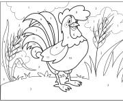 Coloriage Coq souriant par num&eacute;ro