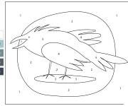 Coloriage Corbeau en abstrait par num&eacute;ro