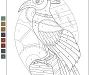 Coloriage Corbeau zentangle par num&eacute;ro