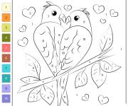 Coloriage Couple d'oiseaux amoureux par num&eacute;ro