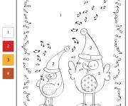 Coloriage Deux Hiboux de No&euml;l