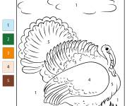 Coloriage Dinde adulte par num&eacute;ro