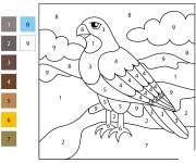 Coloriage Faucon stylis&eacute; par num&eacute;ro