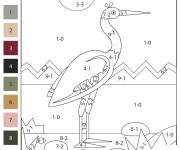 Coloriage Grue de soustraction par num&eacute;ro