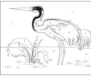 Coloriage Grue dessin&eacute; &agrave; la main par num&eacute;ro