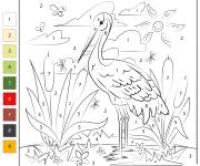 Coloriage Grue num&eacute;rot&eacute;