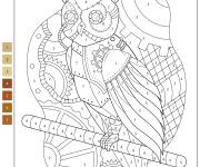 Coloriage Hibou artwork par num&eacute;ro