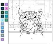 Coloriage Hibou en abstrait par num&eacute;ro