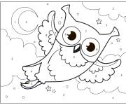 Coloriage Hibou en volant par num&eacute;ro