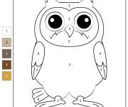 Coloriage Hibou kawaii par num&eacute;ro