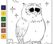 Coloriage Hibou par num&eacute;ro