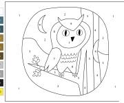 Coloriage Hibou sous la lune par num&eacute;ro