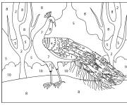 Coloriage Image de Paon parmi la foret