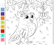 Coloriage L'anniversaire de l'oiseau mignon num&eacute;rot&eacute;