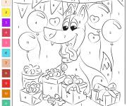 Coloriage L'anniversaire du chien par num&eacute;ro
