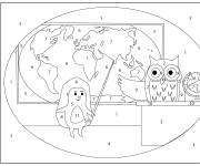 Coloriage Le maitre hibou par num&eacute;ro